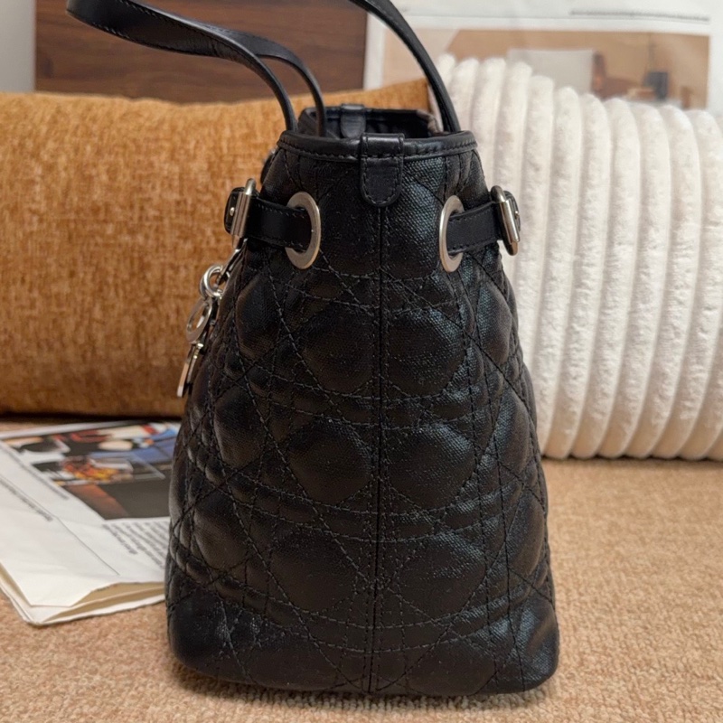 【近新閒置品】Dior迪奧 黑銀五格牛皮小號土著一代托特手提包-3