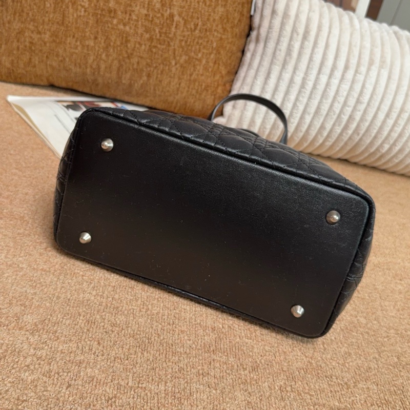 【近新閒置品】Dior迪奧 黑銀五格牛皮小號土著一代托特手提包-4