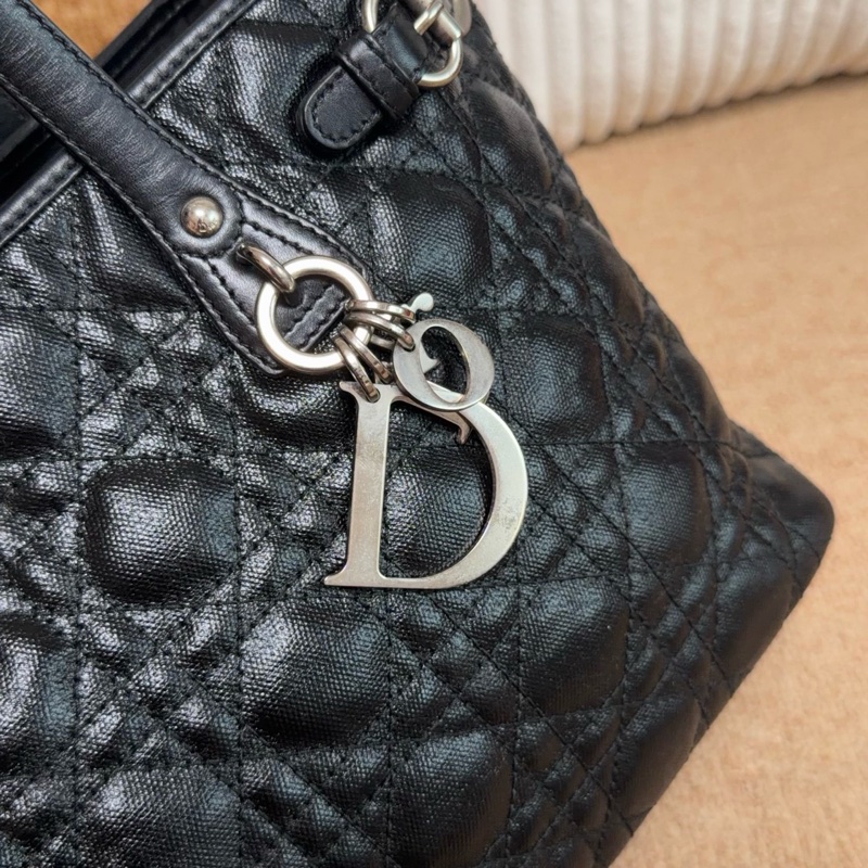 【近新閒置品】Dior迪奧 黑銀五格牛皮小號土著一代托特手提包-5