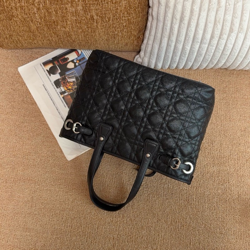 【近新閒置品】Dior迪奧 黑銀五格牛皮小號土著一代托特手提包-8