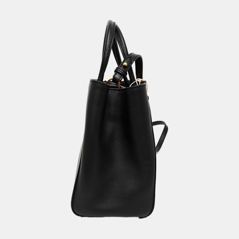 FENDI 2 Jours 小號黑色牛皮壓紋單肩包手提包斜挎包金色五金可拆卸肩帶-3