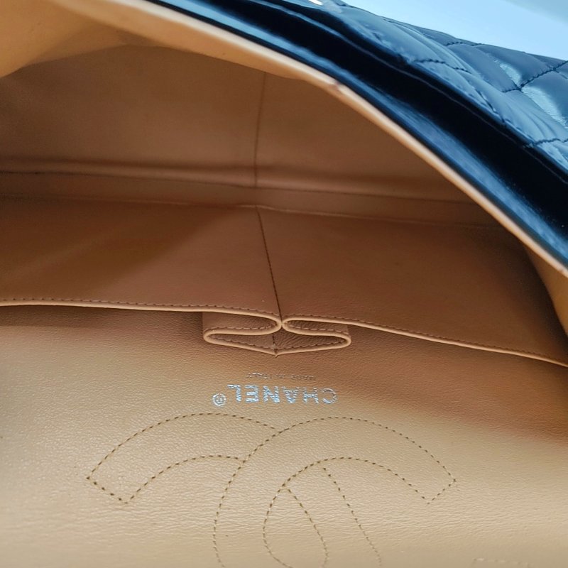 CHANEL 2.55 黑色牛皮菱格紋絎縫單肩包斜挎包釕色五金17開-6