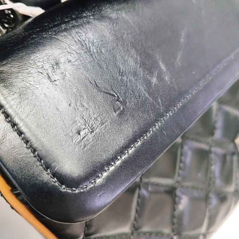 CHANEL 2.55 黑色牛皮菱格紋絎縫單肩包斜挎包釕色五金17開-9