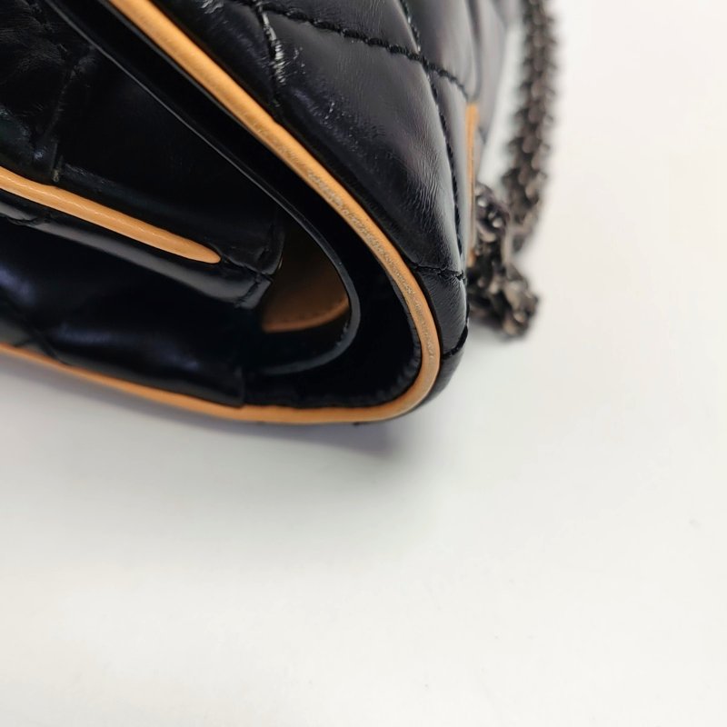 CHANEL 2.55 黑色牛皮菱格紋絎縫單肩包斜挎包釕色五金17開-11