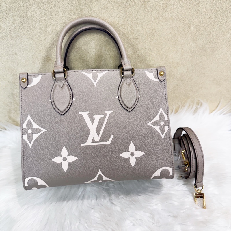 LV On The Go Pm 雙色斑鳩灰手提斜背包 近全新-0