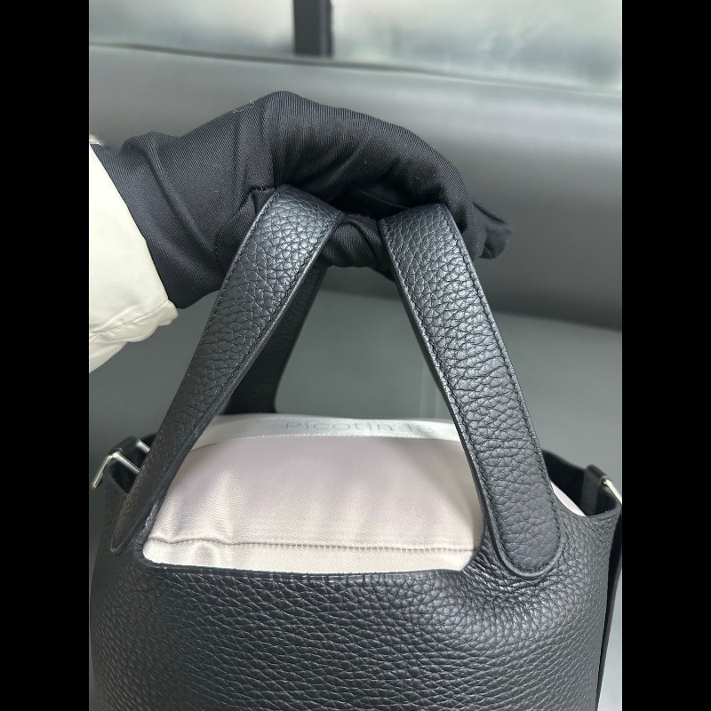 Hermes picotin 18 黑銀-14