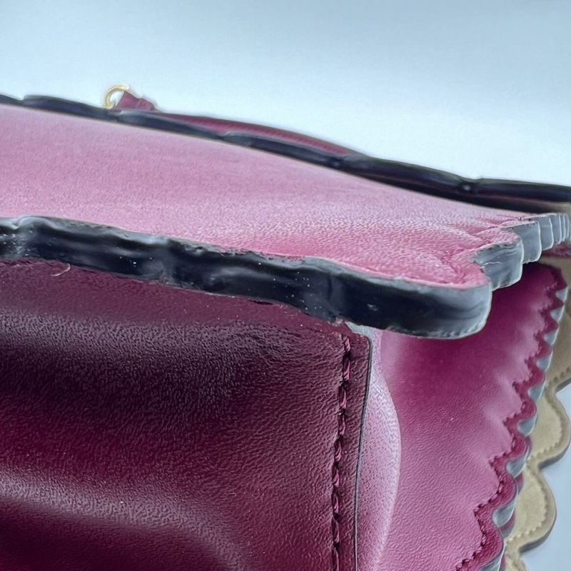 芬迪紅色手提單肩包-10