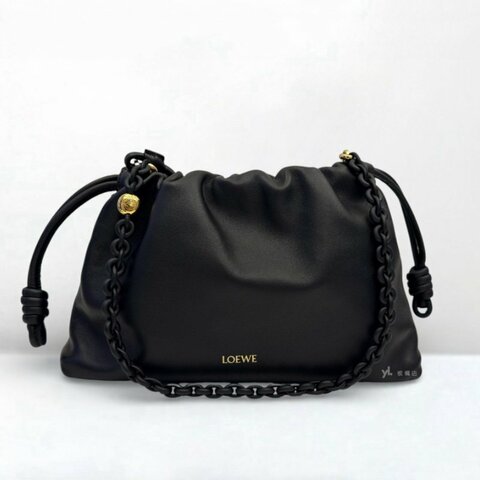 LOEWE包包 Flamenco Purse黑小羊皮束口包
