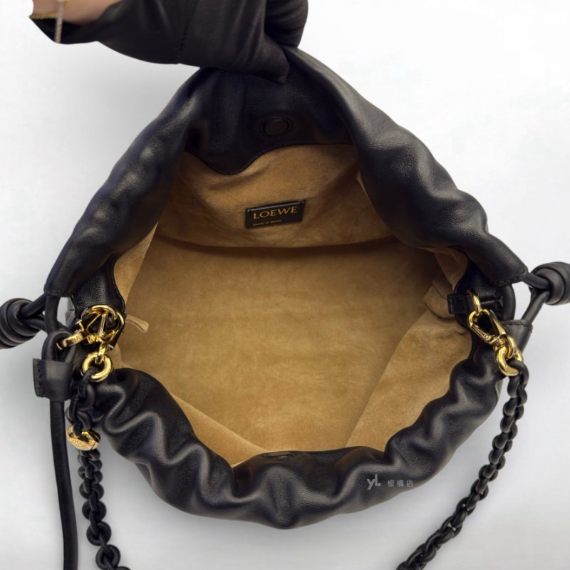 LOEWE包包 Flamenco Purse黑小羊皮束口包-5