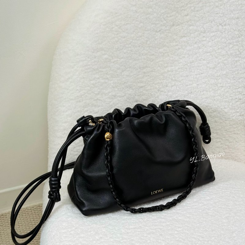 LOEWE Flamenco Purse黑小羊皮束口包-0