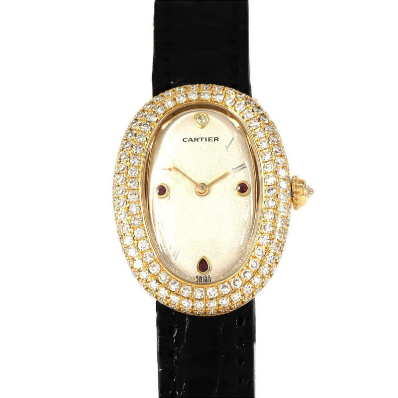 卡地亞 Baignoire 金 3D 1P&3R WB502751 石英錶-0