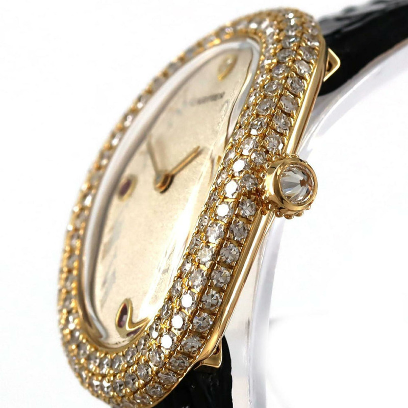 卡地亞 Baignoire 金 3D 1P&3R WB502751 石英錶-3