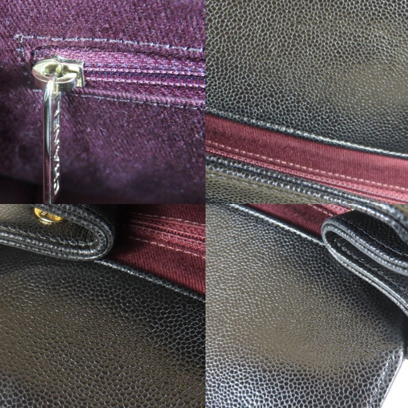 【巴黎站二手名牌專賣店】*現貨*CHANEL 香奈兒 真品* 黑色荔枝皮革淡金雙C大郵差包 手提兩用包-5