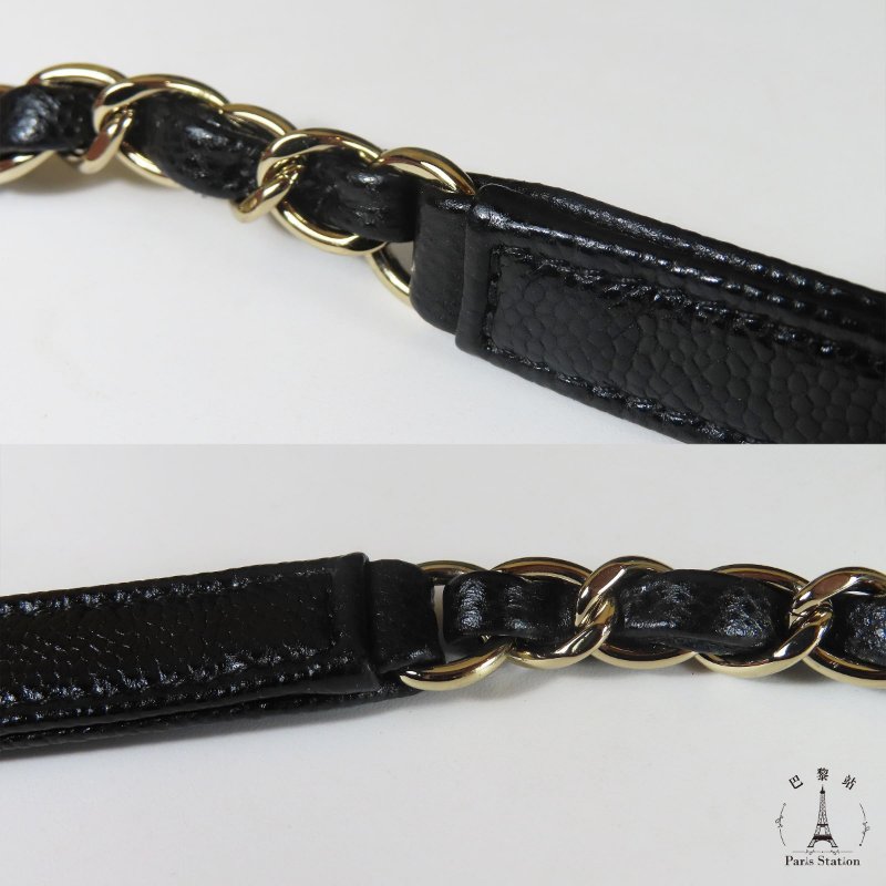 【巴黎站二手名牌專賣店】*現貨*CHANEL 香奈兒 真品* 黑色荔枝皮革淡金雙C大郵差包 手提兩用包-8