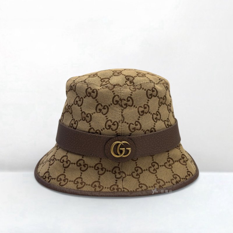 GUCCI帽子 經典雙G LOGO帆布漁夫帽576587-0