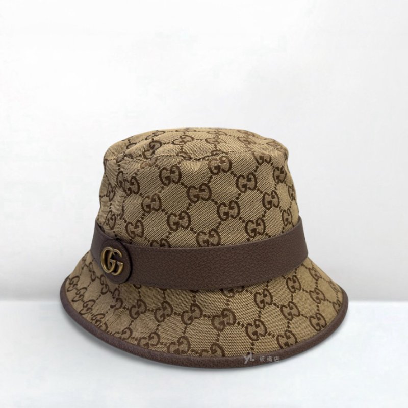 GUCCI帽子 經典雙G LOGO帆布漁夫帽576587-1