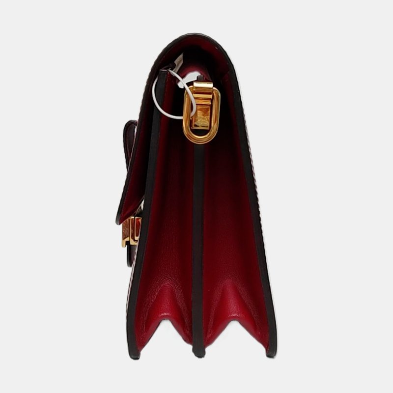 LOUIS VUITTON DAUPHINE中號紅色牛皮達芙妮單肩包斜挎包金色五金2條可拆卸肩帶-2