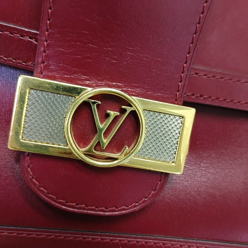 LOUIS VUITTON DAUPHINE中號紅色牛皮達芙妮單肩包斜挎包金色五金2條可拆卸肩帶-12