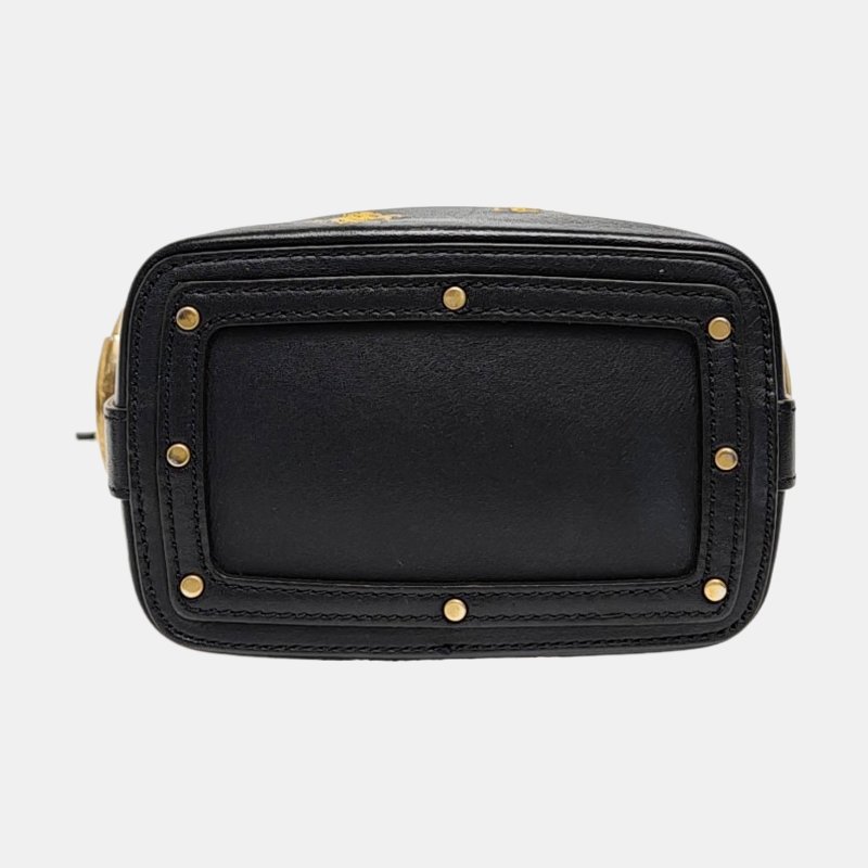 Chloe Roy黑色牛皮刺繡單肩包斜挎包手提包金色五金可拆卸肩帶-5