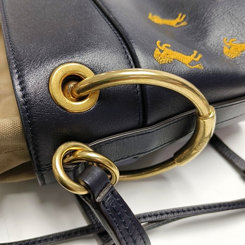 Chloe Roy黑色牛皮刺繡單肩包斜挎包手提包金色五金可拆卸肩帶-9