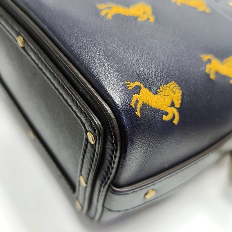 Chloe Roy黑色牛皮刺繡單肩包斜挎包手提包金色五金可拆卸肩帶-11