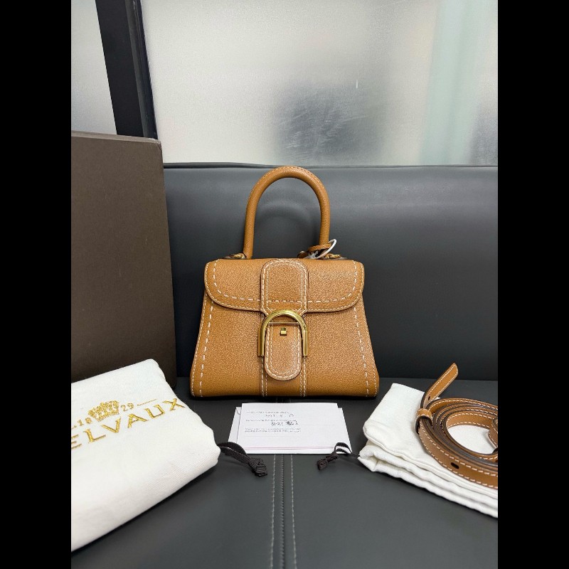 Delvaux brillant mini
焦糖色白色外縫線 手提包-0