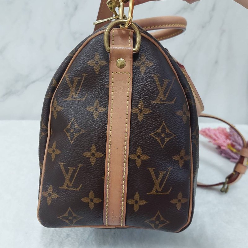 LV 🎀現品拍照🎀speedy25cm (有背帶款) 荖花波士頓包~二手-30