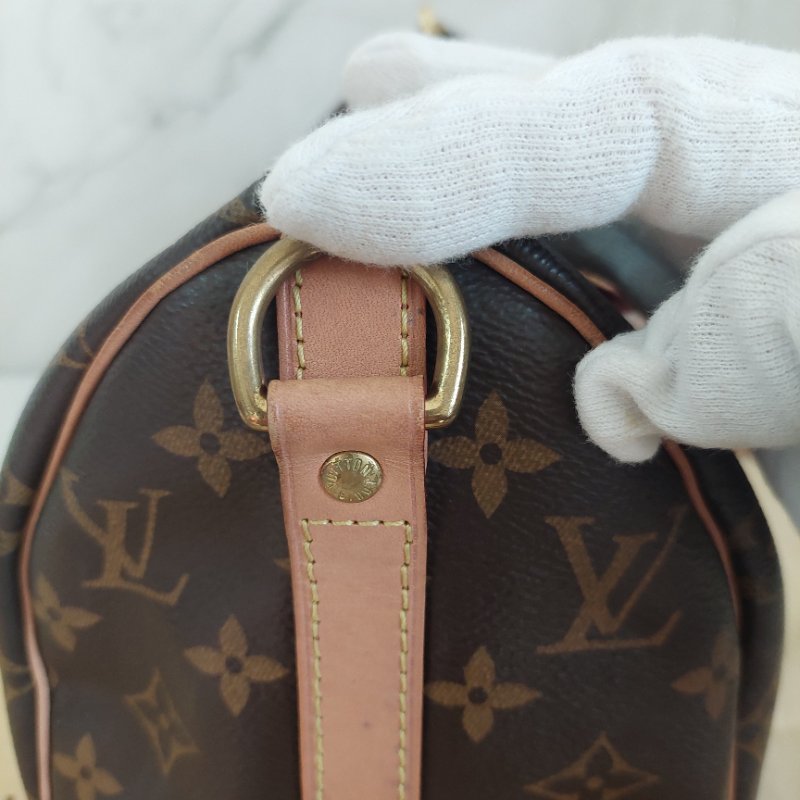 LV 🎀現品拍照🎀speedy25cm (有背帶款) 荖花波士頓包~二手-47