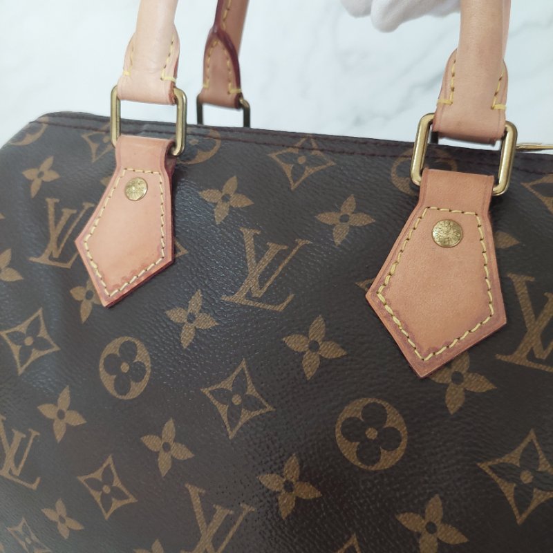 LV 🎀現品拍照🎀speedy25cm (有背帶款) 荖花波士頓包~二手-50