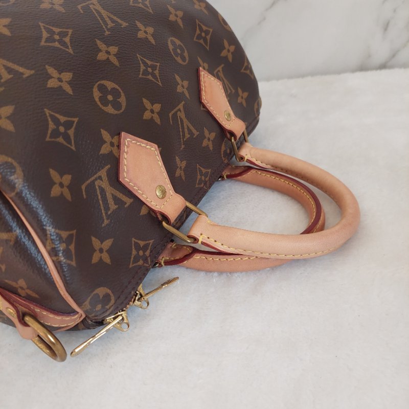 LV 🎀現品拍照🎀speedy25cm (有背帶款) 荖花波士頓包~二手-58