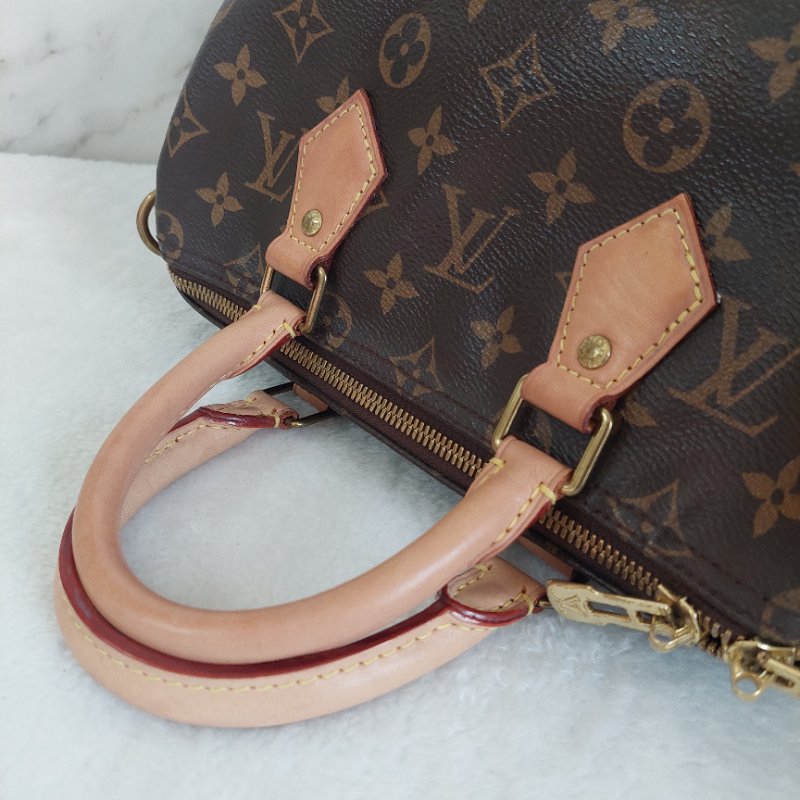 LV 🎀現品拍照🎀speedy25cm (有背帶款) 荖花波士頓包~二手-59