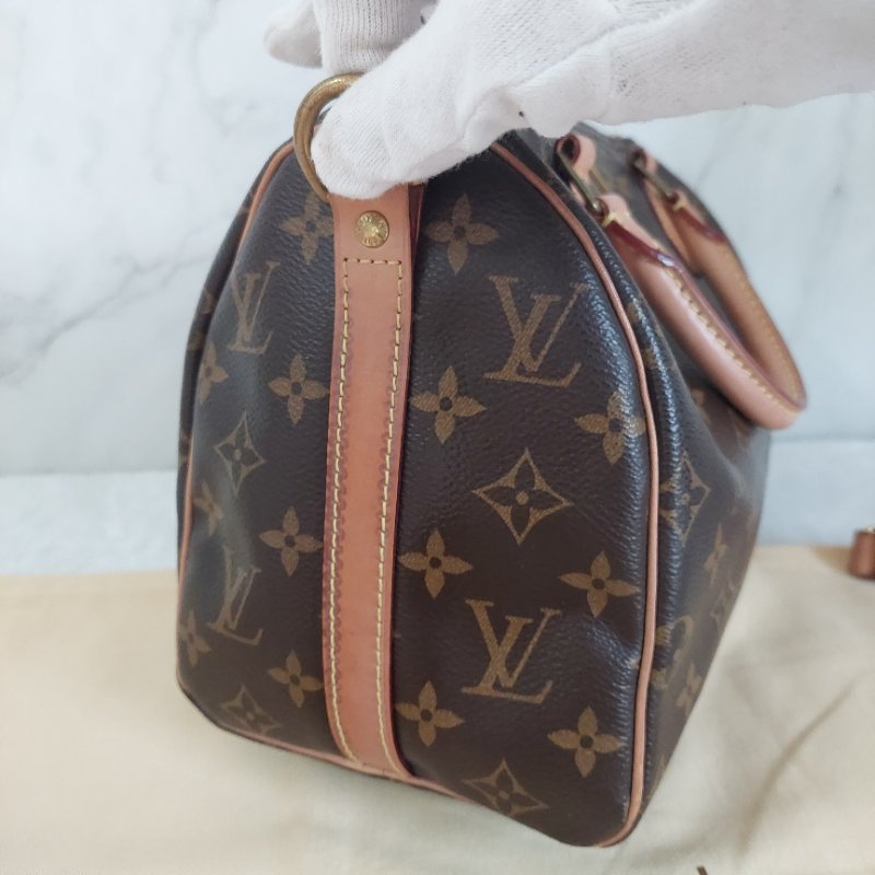 LV 🎀現品拍照🎀speedy25cm (有背帶款) 荖花波士頓包~二手-74