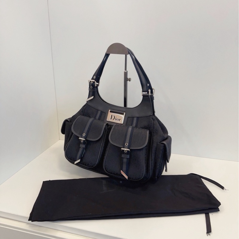 【98新存放品🆕】Dior 黑銀暗紋老花Punk多口袋機車托特包 封神中古絕版 時髦辣妹的心口愛♣️ 手提包-1