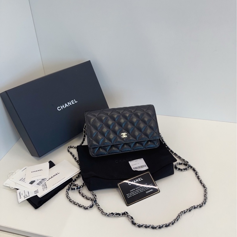 【全新帶膜帶吊牌🆕🎁】Chanel 經典黑銀荔枝皮woc 發財包 斜挎包-0