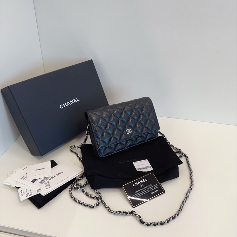 【全新帶膜帶吊牌🆕🎁】Chanel 經典黑銀荔枝皮woc 發財包 斜挎包-2