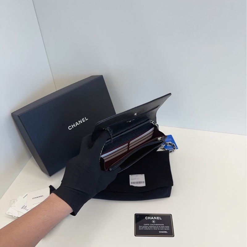 【全新帶膜帶吊牌🆕🎁】Chanel 經典黑銀荔枝皮woc 發財包 斜挎包-8