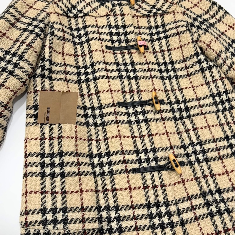 BURBERRY 倫敦 連帽經典格紋牛角扣內裏鋪棉毛料大衣(厚款)-5