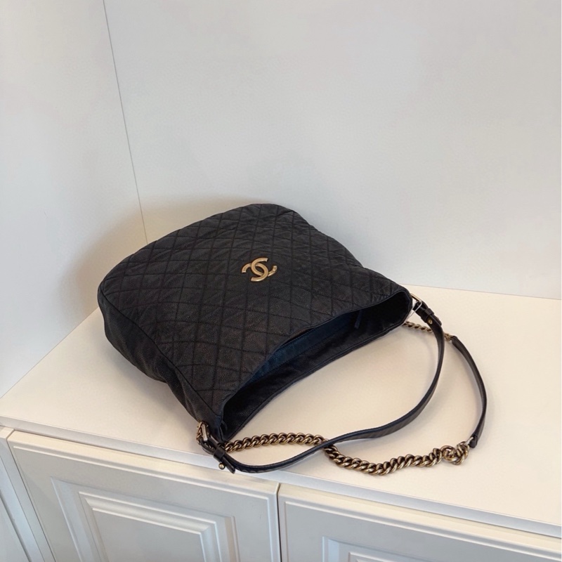 【98新🆕】Chanel 黑金魚子醬嬉皮士雙鏈Hobo 單肩包-3