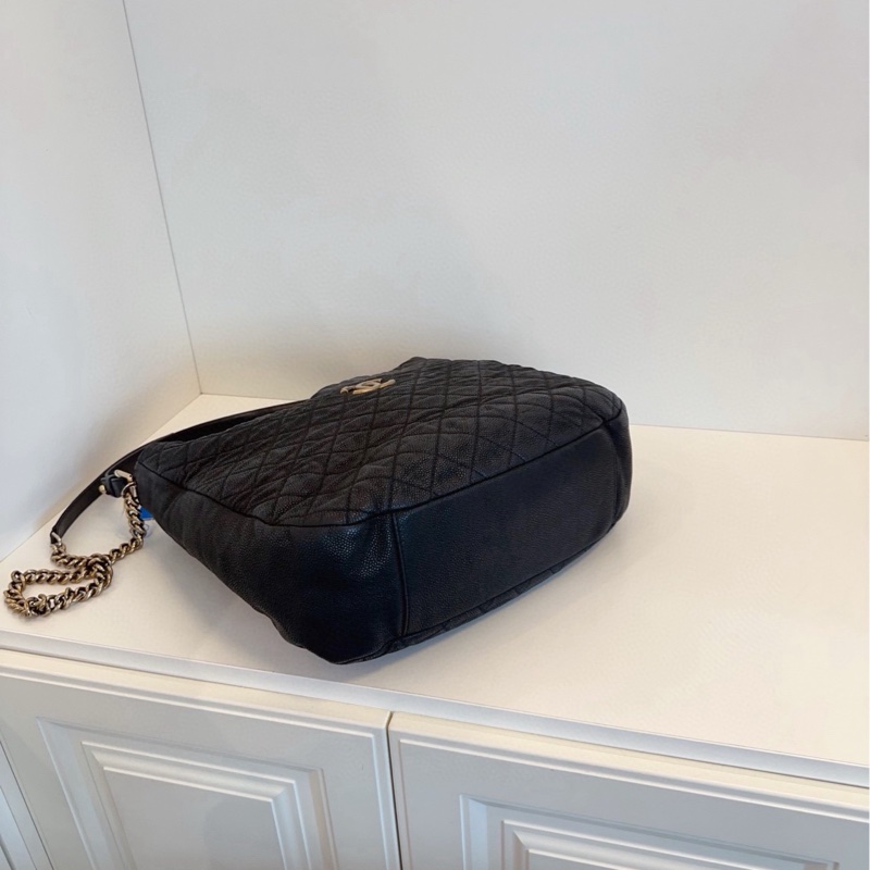 【98新🆕】Chanel 黑金魚子醬嬉皮士雙鏈Hobo 單肩包-4