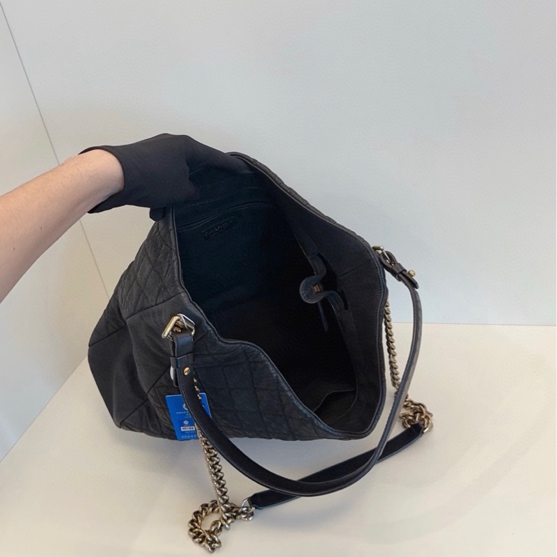 【98新🆕】Chanel 黑金魚子醬嬉皮士雙鏈Hobo 單肩包-6