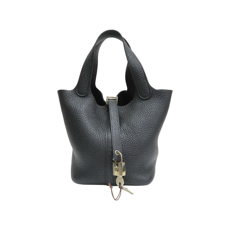 黑色 TC牛皮 Picotin Lock 18 手提包 Y刻 銀扣【HERMES 愛馬仕】-0