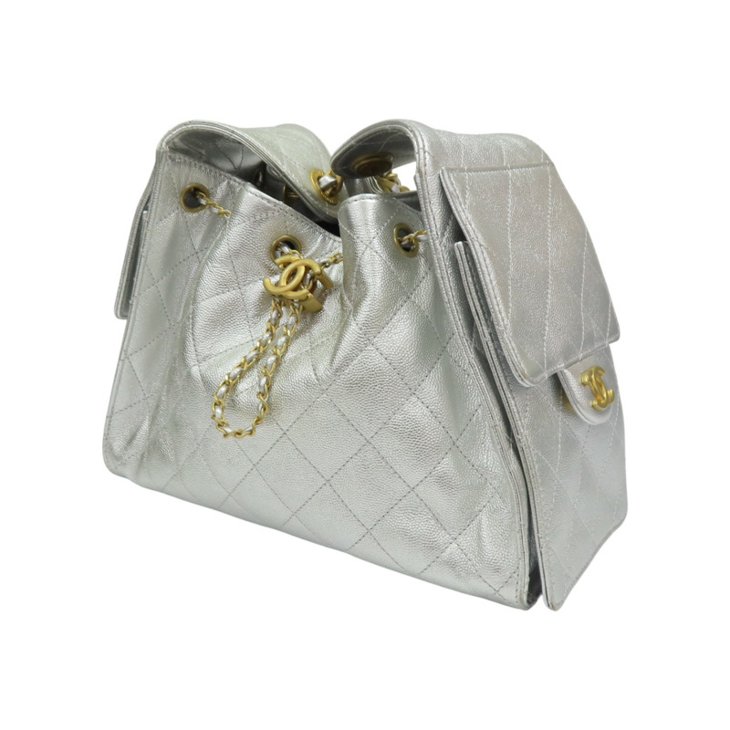 銀色 荔枝紋 牛皮 25 BAG 小型包 肩背包 AS5293【CHANEL 香奈兒】 AS5293-2