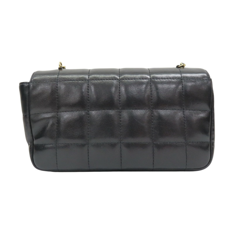 黑色 格紋 羊皮 Chocolate Bar 口蓋包 肩背包 (無卡)【CHANEL 香奈兒】-1