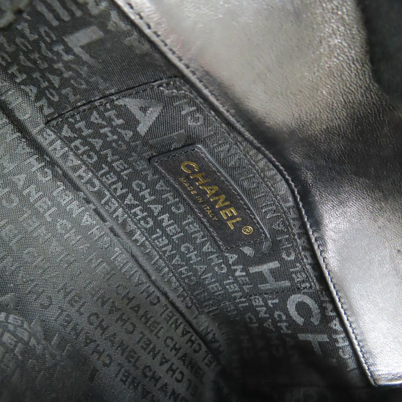 黑色 格紋 羊皮 Chocolate Bar 口蓋包 肩背包 (無卡)【CHANEL 香奈兒】-4