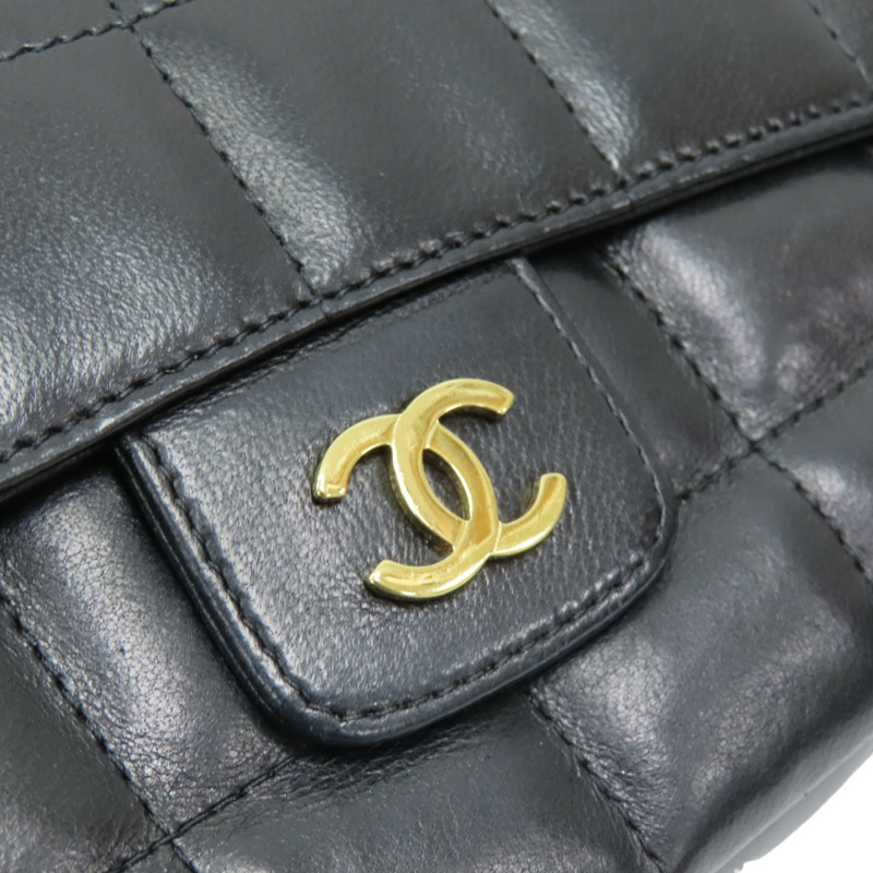 黑色 格紋 羊皮 Chocolate Bar 口蓋包 肩背包 (無卡)【CHANEL 香奈兒】-8