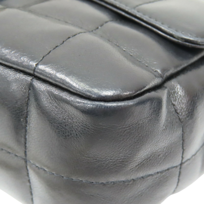 黑色 格紋 羊皮 Chocolate Bar 口蓋包 肩背包 (無卡)【CHANEL 香奈兒】-11