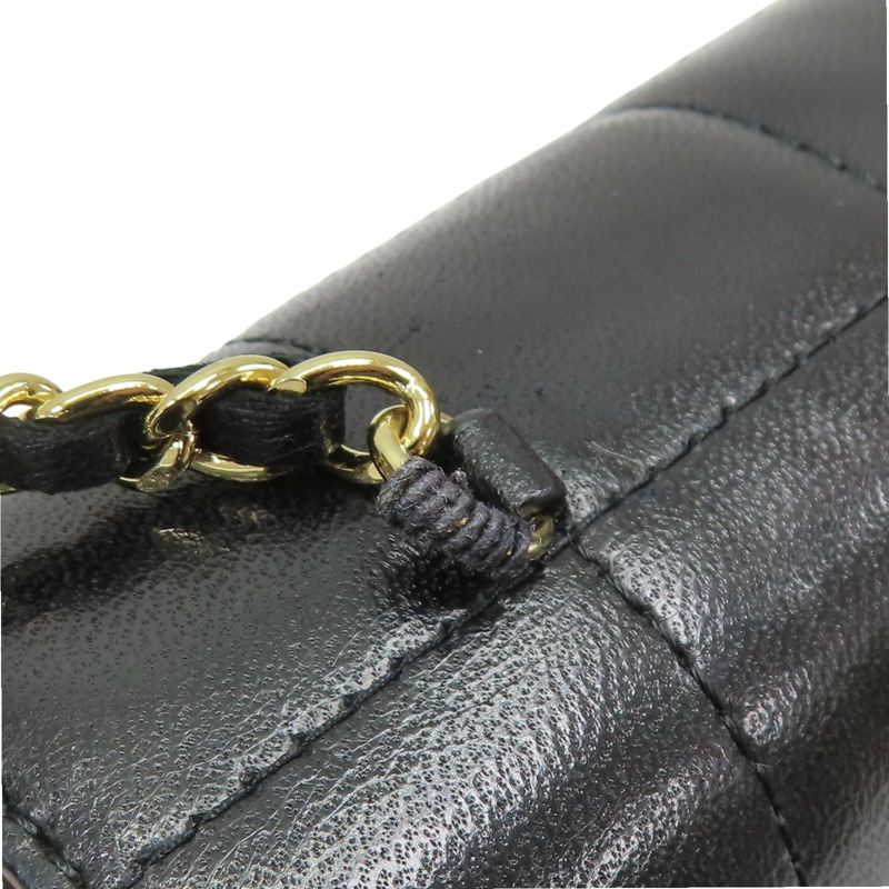 黑色 格紋 羊皮 Chocolate Bar 口蓋包 肩背包 (無卡)【CHANEL 香奈兒】-15