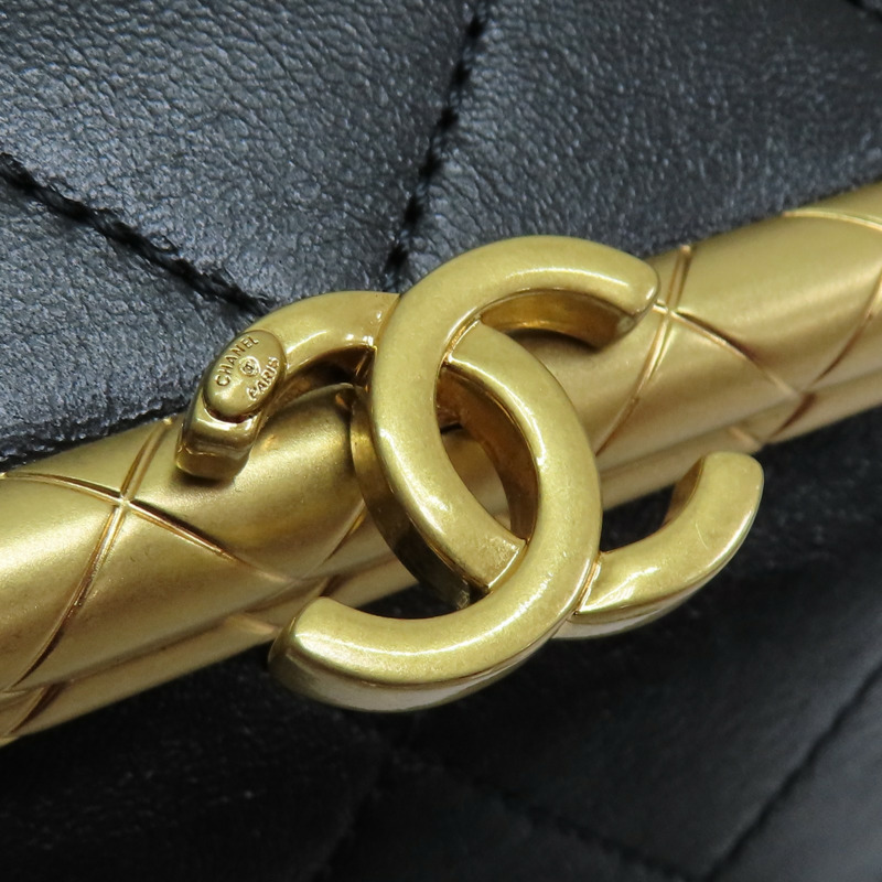 黑色 牛皮 黑盒包 鏈帶肩背帶 兩用包 金釦【CHANEL 香奈兒】-14