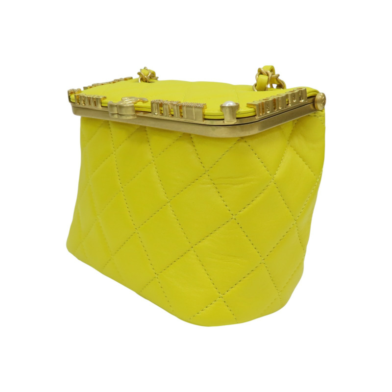 黄色 菱格紋 牛皮 Paris Monaco 肩背包【CHANEL 香奈兒】-2
