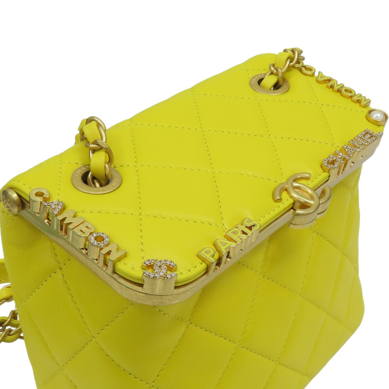 黄色 菱格紋 牛皮 Paris Monaco 肩背包【CHANEL 香奈兒】-8